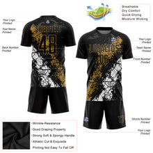 Load image into Gallery viewer, Custom Black Old Gold-White Sublimation Soccer Uniform Jersey
