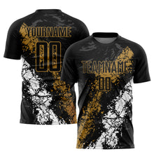 Load image into Gallery viewer, Custom Black Old Gold-White Sublimation Soccer Uniform Jersey
