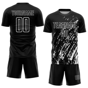 Custom Black White Sublimation Soccer Uniform Jersey