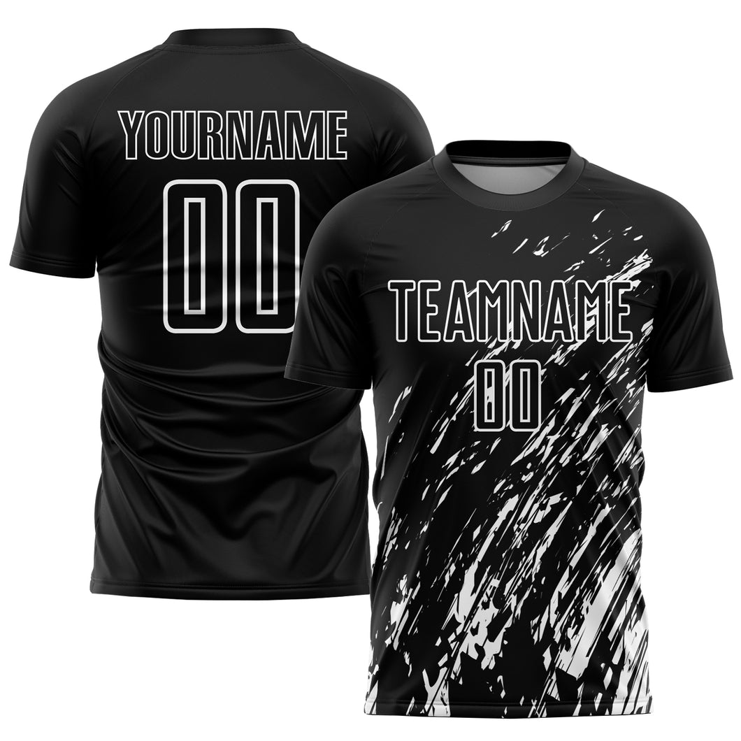 Custom Black White Sublimation Soccer Uniform Jersey