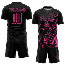 Load image into Gallery viewer, Custom Black Pink Sublimation Soccer Uniform Jersey
