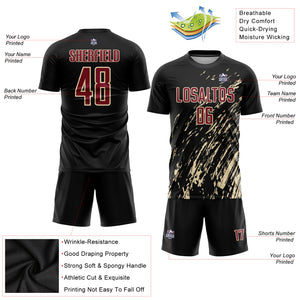 Custom Black Crimson-City Cream Sublimation Soccer Uniform Jersey