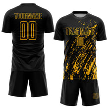 Load image into Gallery viewer, Custom Black Gold Sublimation Soccer Uniform Jersey
