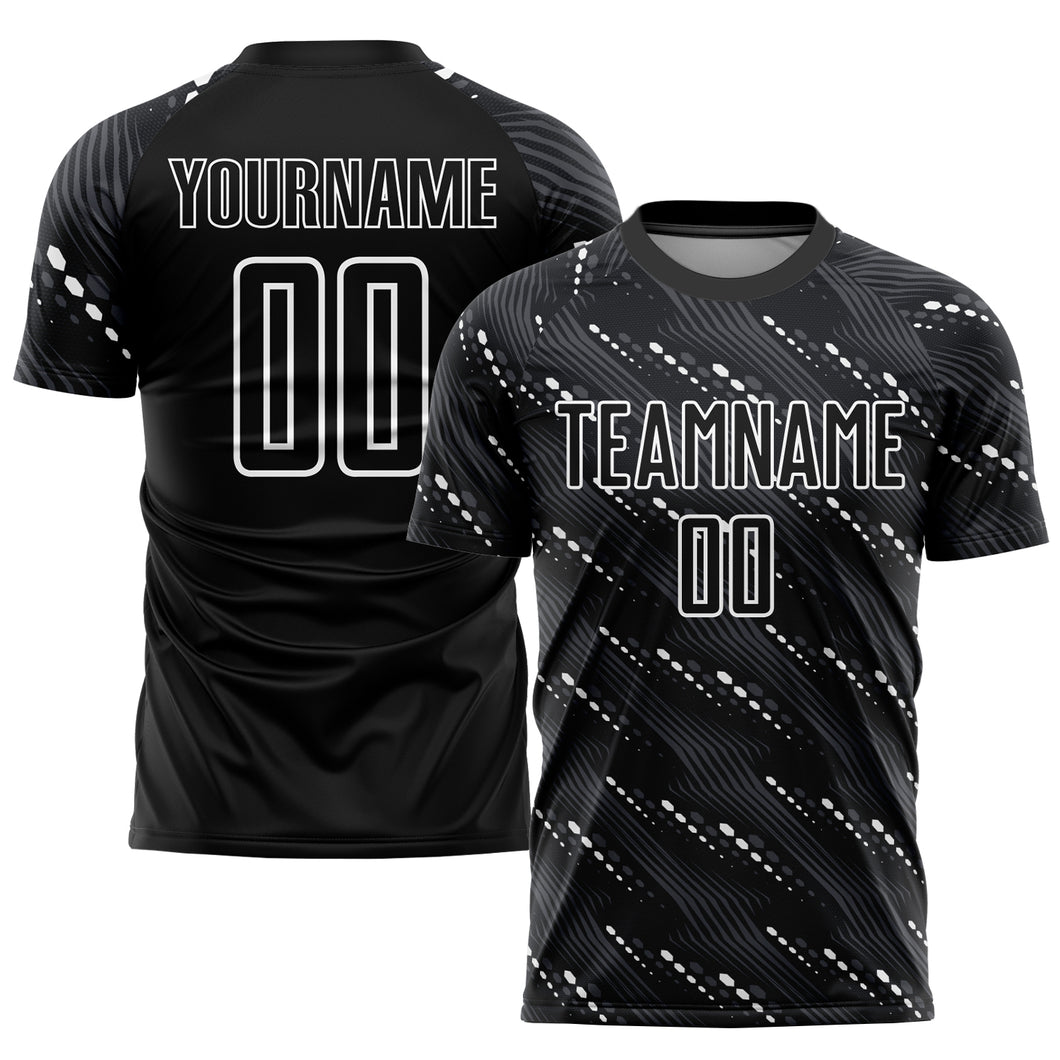 Custom Black White Sublimation Soccer Uniform Jersey