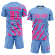 Laden Sie das Bild in den Galerie-Viewer, Custom Light Blue Pink Sublimation Soccer Uniform Jersey
