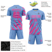 Laden Sie das Bild in den Galerie-Viewer, Custom Light Blue Pink Sublimation Soccer Uniform Jersey
