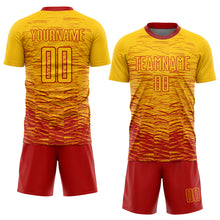 Laden Sie das Bild in den Galerie-Viewer, Custom Yellow Red Sublimation Soccer Uniform Jersey
