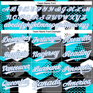 Custom Sky Blue White Black-Light Blue 3D Pattern Two-Button Unisex Softball Jersey