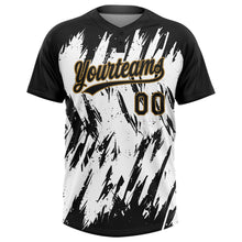 Load image into Gallery viewer, Custom White Black-Old Gold 3D Pattern Two-Button Unisex Softball Jersey
