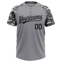 Загрузить изображение в средство просмотра галереи, Custom Gray Black-Camo 3D Pattern Two-Button Unisex Softball Jersey
