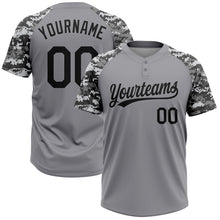 Загрузить изображение в средство просмотра галереи, Custom Gray Black-Camo 3D Pattern Two-Button Unisex Softball Jersey
