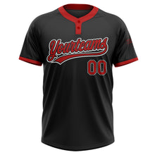 Загрузить изображение в средство просмотра галереи, Custom Black Red-White Two-Button Unisex Softball Jersey
