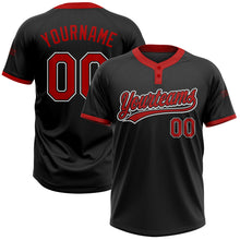 Загрузить изображение в средство просмотра галереи, Custom Black Red-White Two-Button Unisex Softball Jersey
