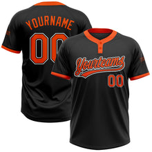 Загрузить изображение в средство просмотра галереи, Custom Black Orange-White Two-Button Unisex Softball Jersey
