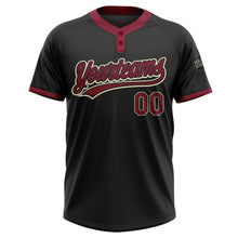 Загрузить изображение в средство просмотра галереи, Custom Black Crimson-Cream Two-Button Unisex Softball Jersey
