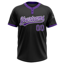 Load image into Gallery viewer, Custom Black Purple-White Two-Button Unisex Softball Jersey
