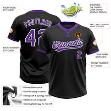 Load image into Gallery viewer, Custom Black Purple-White Two-Button Unisex Softball Jersey
