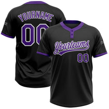 Load image into Gallery viewer, Custom Black Purple-White Two-Button Unisex Softball Jersey
