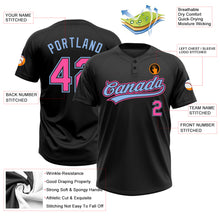 Load image into Gallery viewer, Custom Black Pink-Light Blue Two-Button Unisex Softball Jersey
