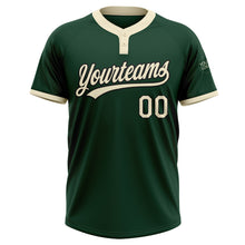 Загрузить изображение в средство просмотра галереи, Custom Green Cream-Black Two-Button Unisex Softball Jersey
