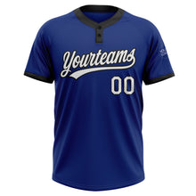 Laden Sie das Bild in den Galerie-Viewer, Custom Royal White-Black Two-Button Unisex Softball Jersey
