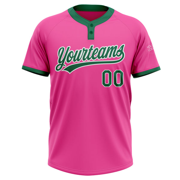 Cheap Custom Cream Pink-Kelly Green Two-Button Unisex Softball Jersey Free  Shipping – CustomJerseysPro