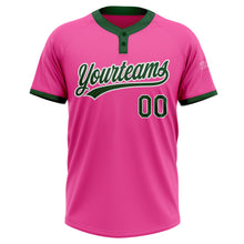 Загрузить изображение в средство просмотра галереи, Custom Pink Green-White Two-Button Unisex Softball Jersey
