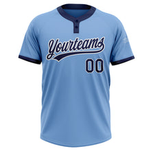 Загрузить изображение в средство просмотра галереи, Custom Light Blue Navy-White Two-Button Unisex Softball Jersey
