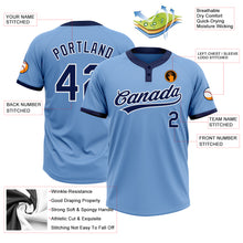 Charger l&#39;image dans la galerie, Custom Light Blue Navy-White Two-Button Unisex Softball Jersey
