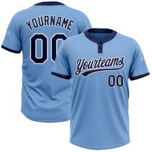 Charger l&#39;image dans la galerie, Custom Light Blue Navy-White Two-Button Unisex Softball Jersey
