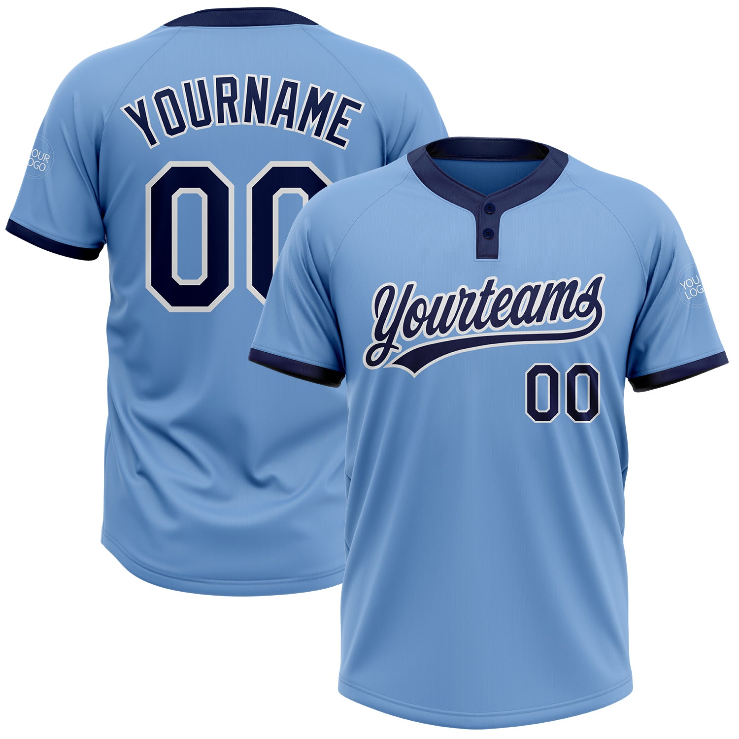 Custom Powder Blue Navy-White Baseball Jersey – CustomJerseysPro