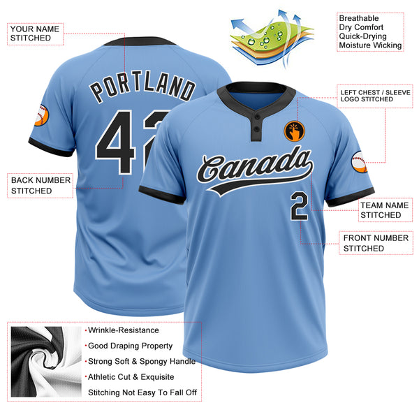 Cheap Custom Sky Blue White Black-Light Blue Two-Button Softball Jersey  Free Shipping – CustomJerseysPro