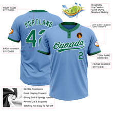 Charger l&#39;image dans la galerie, Custom Light Blue Kelly Green-White Two-Button Unisex Softball Jersey
