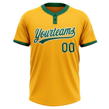 Загрузить изображение в средство просмотра галереи, Custom Gold Kelly Green-White Two-Button Unisex Softball Jersey
