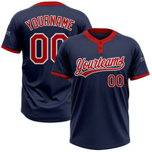 Загрузить изображение в средство просмотра галереи, Custom Navy Red-White Two-Button Unisex Softball Jersey
