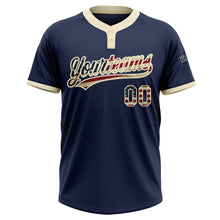 Load image into Gallery viewer, Custom Navy Vintage USA Flag-Cream Two-Button Unisex Softball Jersey
