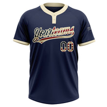 Charger l&#39;image dans la galerie, Custom Navy Vintage USA Flag-Cream Two-Button Unisex Softball Jersey
