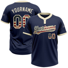 Charger l&#39;image dans la galerie, Custom Navy Vintage USA Flag-Cream Two-Button Unisex Softball Jersey
