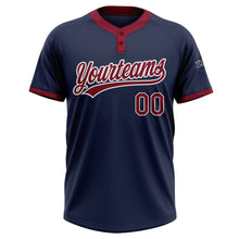 Загрузить изображение в средство просмотра галереи, Custom Navy Crimson-White Two-Button Unisex Softball Jersey
