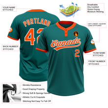 Charger l&#39;image dans la galerie, Custom Teal Orange-White Two-Button Unisex Softball Jersey
