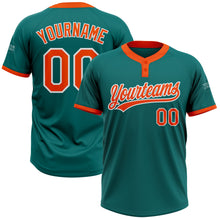 Charger l&#39;image dans la galerie, Custom Teal Orange-White Two-Button Unisex Softball Jersey
