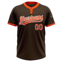 Laden Sie das Bild in den Galerie-Viewer, Custom Brown Orange-White Two-Button Unisex Softball Jersey
