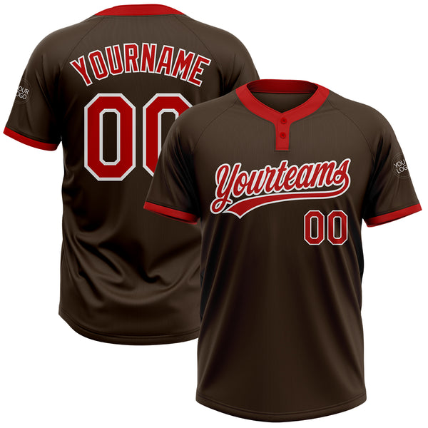 Cheap Custom Brown Red-White Two-Button Unisex Softball Jersey Free  Shipping – CustomJerseysPro