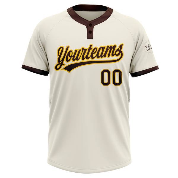 Cheap Custom Cream Brown-Gold Two-Button Unisex Softball Jersey Free  Shipping – CustomJerseysPro