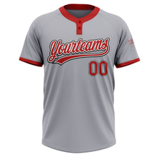 Загрузить изображение в средство просмотра галереи, Custom Gray Red-Black Two-Button Unisex Softball Jersey
