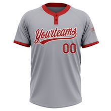 Загрузить изображение в средство просмотра галереи, Custom Gray Red-White Two-Button Unisex Softball Jersey
