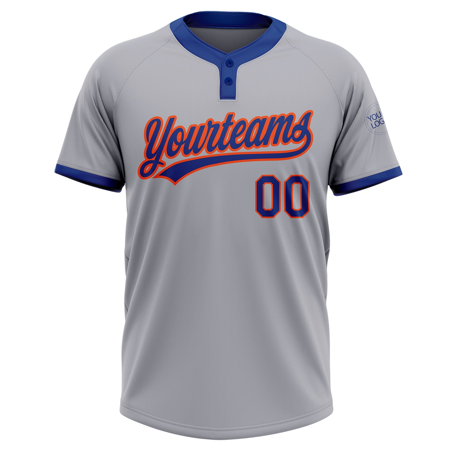 Custom Gray Royal-Orange Two-Button Unisex Softball Jersey Discount