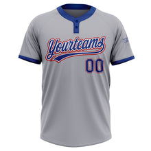 Загрузить изображение в средство просмотра галереи, Custom Gray Royal-Red Two-Button Unisex Softball Jersey
