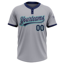 Load image into Gallery viewer, Custom Gray Navy-Teal Two-Button Unisex Softball Jersey
