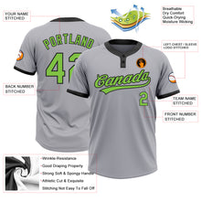 Load image into Gallery viewer, Custom Gray Neon Green-Black Two-Button Unisex Softball Jersey
